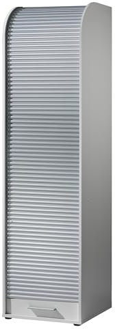 möbelando Jalousieschrank >Organizer< in Weiß/Silber - 45x164x40cm (BxHxT)