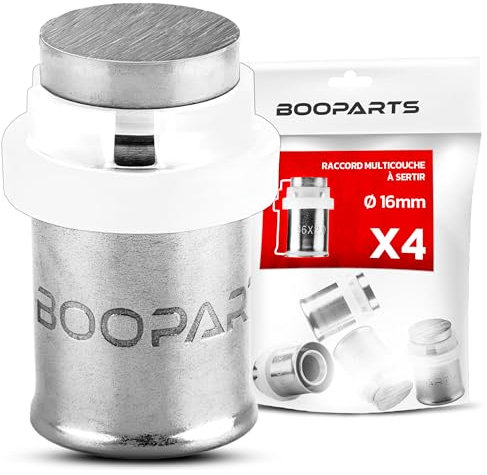 BOOPARTS - 4 pièces - raccord multicouche 16 a sertir contour TH - bouchon multicouche - raccord multicouche 16 a sertir contour TH - raccord plomberie pour tube multicouche 16