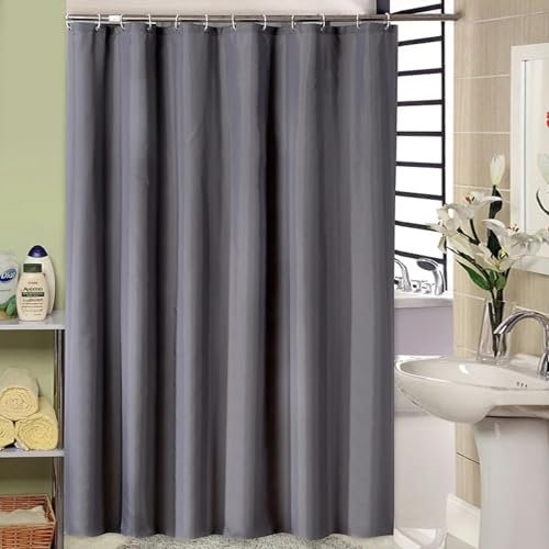 KPIIRN Extra Lange Duschvorhänge, einfarbig, Grauer Badvorhang, einfache, wasserdichte dunkelgraue Duschvorhänge für Badezimmer mit Haken 113x220cm/BxH