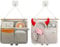 Bncxdc Hanging Storage Organiser, 2Pcs Waterproof Wall Hanging Storage Bags and Hooks with Pockets, Linen-Cotton Bedside Storage for Cosmetic Bathroom Bedroom Wardrobe Dormitory (Grey+White, 23x25 cm)