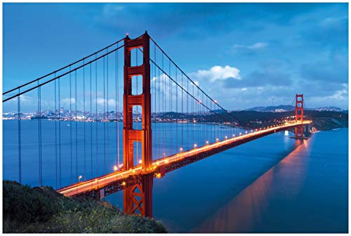 Wallario Glasbild Golden Gate Bridge in San Francisco USA - 60 x 90 cm Wandbilder Glas in Premium-Qualität: Brillante Farben, freischwebende Optik