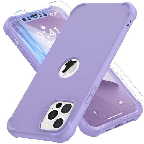 ORETECH for iPhone 12 Pro Max Case, with [2 x Screen Protectors] [10 Ft Military Grade Drop Test] [Camera Protection] 360° Shockproof Slim Thin Phone Case iPhone 12 Pro Max Cover 6.7 - Lilac Purple