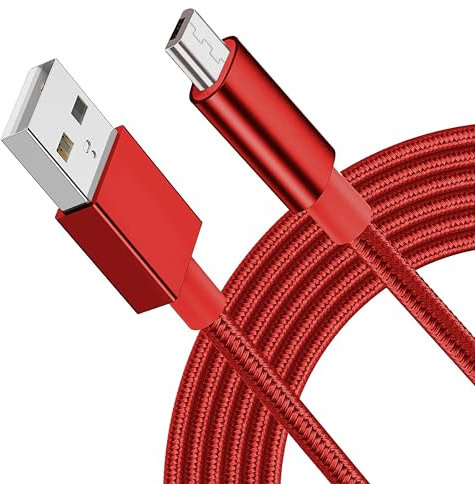 Micro USB Cable Android Charger Cable Braided Android Charger Lead Fast Charging Cable for Samsung Galaxy S6 S7 Edge S5 A10 A6 J3 J4 plus J5 J6 J7, Huawei LG Lenovo Moto E5, Tablet, PS4 (2 Metres)