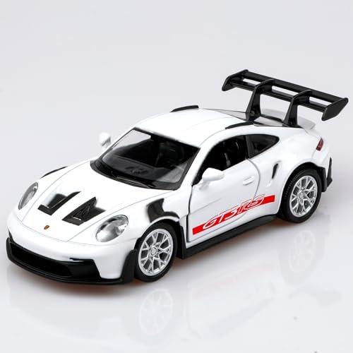 TOKAXI 1/36 Maßstab Porsche 911 GT3 RS Diecast Modellautos, Rückziehfahrzeuge Porsche 911 GT3 Spielzeugauto, Autos Geschenke für Jungen und Mädchen(Weiß)