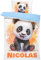 Pictogogo Süßes Panda-Design Kleinkindbettwäsche für Mädchen und Jungen, Personalisiert, Wählbare Baumwollunterfarbe (Weiß, Rosa, Blau, Grau), Oeko-TEX, 100 x 135 cm