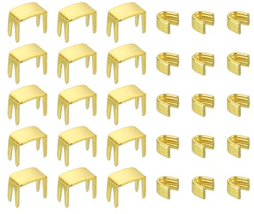 QUARKZMAN #5 Reißverschluss-Schieber-Retainer-Set, 20 Stück Bodenstopper & 40 Stück Top-Stopper für Taschen Mäntel Jacken Reißverschlüsse mit geschlossenem Ende, Gold