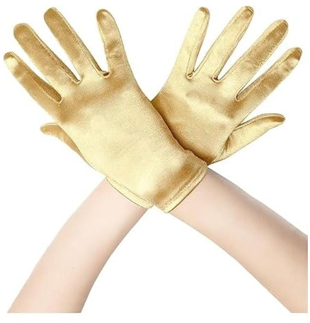 IHLOOTD Goldene Handschuhe Halloween Glänzende Goldener Handschuh Halloween Gold Gloves Handschuhe Kostüm für 1920s Style Cosplay, Karneval Kostüm, Opera Look
