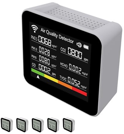 20 in 1 WIFI Intelligent Air Quality Monitor Indoor CO2 Detector CO/CO2/TVOC/HCHO/PM2.5/PM1.0/PM10/Temperature/Humidity/Time/Date/Alarm Support Remote APP Control Alarm Function for Home Office
