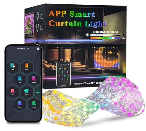 Lichterkette Innen,256 LED Vorhang Lichter 4040 Farben Einstellbar,1.6x1.6m,mit APP-Steuerung, RGB-Farbdisplays, Weihnachtsdekorationen Ideal für Party, Garten, Balkon, Deko