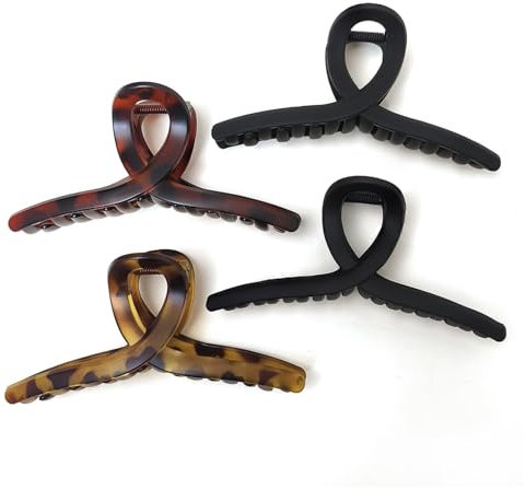 Nalodu Lot de 4 pinces à cheveux extra larges de 12,7 cm - Antidérapantes - Mat - XL - Pour cheveux épais et bouclés - Pour femme