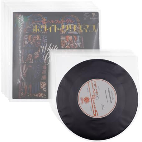 Vinyl Record Sleeves Combos 50 Pcs Vinyl Record Inner Sleeves and 50 Pcs Vinyl Record Outer Sleeves Anti-Static Plastic Protective Sleeves for 7 Inch Vinyl Records