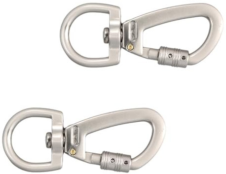 Edelstahl Karabinerhaken mit Drehgelenk - Robust und Langlebig, Doppelkarabiner-Design, Sicherheitskarabiner, Vielseitig Einsetzbar - 2er-Pack Silber