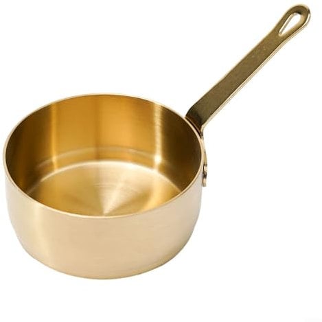Gdfnmogo Stainless Steel Mini Saucepan, 100ML Gold, No Lid, Perfect for Warming Milk, Cooking Porridge, Making Coffee, Butter, Sauces