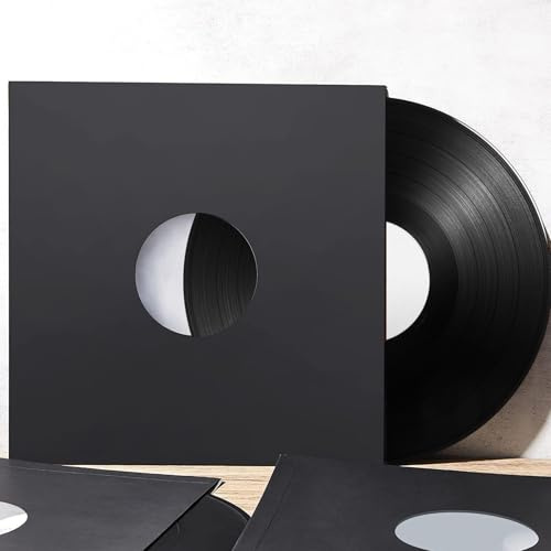45 Record Sleeves, 20PCS 7inch Vinyl Record Inner Sleeves, Black Heavyweight Acid Free Paper for EP Records Storage