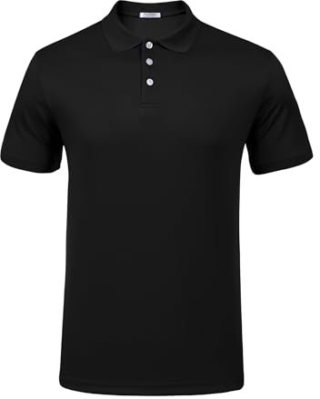 PINSPARK 1/3er Pack Herren Polo Shirts Atmungsaktiv Golf Tennis Polohemd Schnelltrocknend Kurzärmliges Sport Shirts Winter Outdoor Laufshirt Schwarz L (1 Stück)