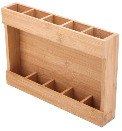 Wooden Straw Holder, Tumbler Straw Wall Mounted Organizer with Double Sided Adhesive Tape, Cupboard Drinking Straw Rack Dispenser, Glass Straw Storage Container for Kitchen Counter Cabinets