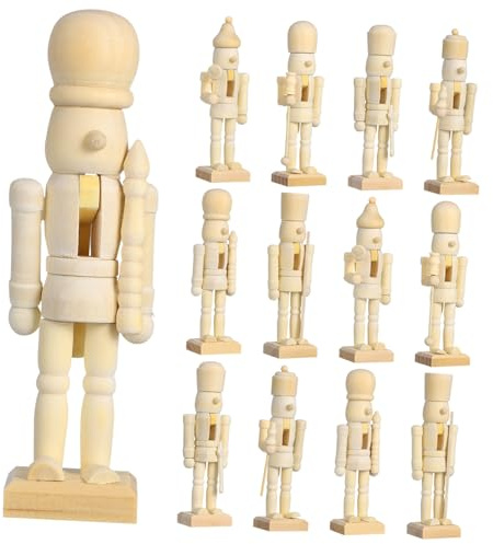 HOLIDYOYO 12stücke Teiliges Nussknacker-Figur Aus Holz Nussknacker-Figuren in Soldatenform DIY-bastelset Zum Bemalen