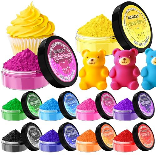 Colorant Alimentaire Poudre - 10 Couleurs Concentré Colorants Alimentaires Poudre pour La Pâtisserie, La Décoration De Gâteaux, Les Bonbons, Les Macarons, Le Glaçage Et La Cuisine - 5g
