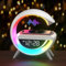 Große G-förmige Lampe Handy-Ladegerät mit Bluetooth-Lautsprecher und Atmosphäre Licht, Timer Wecker Ladegerät Stand Beedside Tischleuchte für Zuhause(White Big)