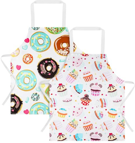 ABOHU Grembiuli per Bambini, 2 Pezzi Grembiule Bambino Impermeabile, Grembiule da Cucina per Bambini Ragazze Ragazzi, Grembiule Pittura Bambini per Cucinare, Cottura, Pittura, Artigianato