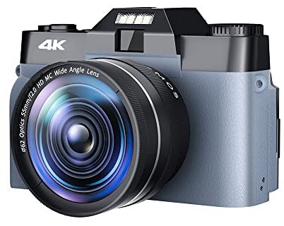 OUTFYT 48MP Fotocamera Digitale Vintage Obiettivo grandangolare Registratore Fotografico 4K Videocamera compatta Blogger Vlogging Videocamera,Portatile Multifunzionale(32G TF Card,with Wide 04)