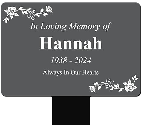 Custom Memorial Plaque – Personalised Bereavement Gifts, Gardens Ground Stakes & Grave Ornaments in Durable Acrylic, Waterproof & Hard-Wearing (Mineral Grey)