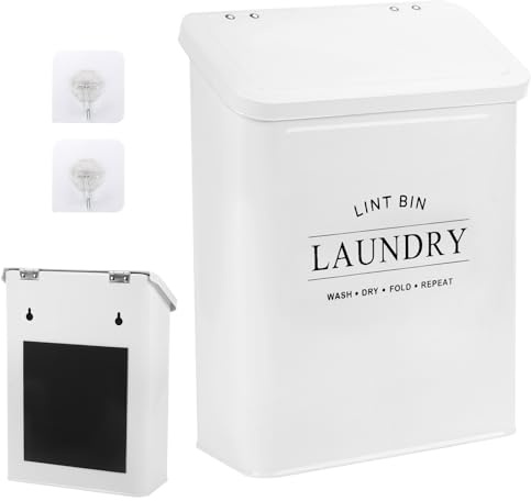Lint Bin Magnetisch, Magnetischer Fusselbehälter für Waschküche, Wandmontierte Fusselbehälter Trockner mit Fusselbürste, Fusselhalter mit Magnetischer Rückseite, Fusselbehälter Magnetisch für Trockner
