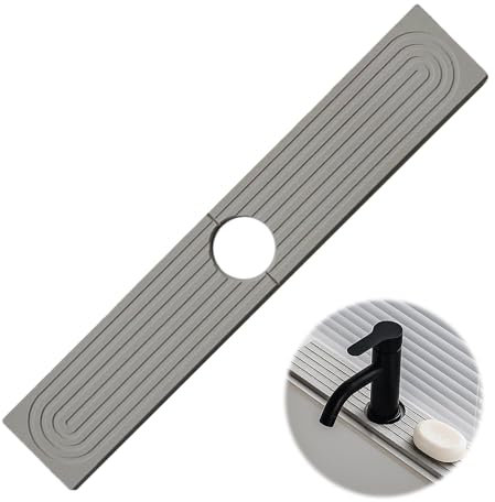 HIULLEN Abtropfmatte Spüle Wasserhahn Spritzschutz, Wasserhahn Matte Kieselgur Sink Mat, Stone Mat Wasserhahnschutz, Kieselgur Stein Waschbecken Splash Pad für Küche Und Badezimmer(45 * 10CM)