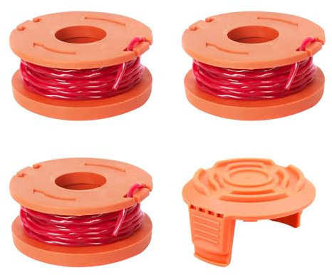 3 Pcs Strimmer Spool with 1 cover for Worx Replacement, Lawn Mower Strimmer Spool Replacement, Spool for Strimmer Replacement Line, Trimmer Spool Lawn Mower Line for Worx Replacement