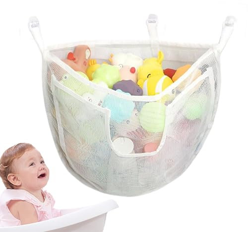 Bath Toy Storage - Bath Toy Storage Scoop | Removable Wall Hanging Bath Tidy | Bath Toy Organizer | Shower Bath Toys Holder, Bottom Zipper Mesh Bathtub Toys Storage Organiser Bag, Baby Shower