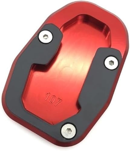 Motorradständer-Verbreiterung, Seitenständerpolster Motorrad-Ständerverlängerungsplatte Fuß-Seitenständer-Vergrößerungspolster for DesertX Aluminium-Vergrößerungs-Verlängerungsplatte, stabil(Rojo)
