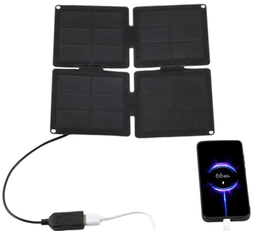Niesel Tragbares Solarpanel, kompaktes Solarpanel mit Stecker, multifunktionales klappbares Campingzubehör mit hoher Effizienz für Handys, Sicherheitskameras, Monitore und Geräte