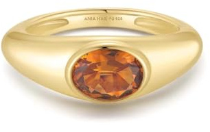 ANIA HAIE Damen Ring MELODIC POET Sculptural Gemstone Maillard aus 925 Sterling, besetzt mit einem großen Farbstein, inkl. Geschenkverpackung