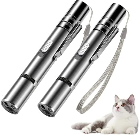 Interaktives Spielzeug für Katzen und Hunde, Katzenspielzeug mit LED, intelligentes elektrisches Katzenspielzeug für Trainingsübungen, wiederaufladbar über USB (2 Stück)