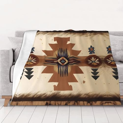 WZYCWB Indianer-Muster, 203,2 x 152,4 cm, bedruckte Flanelldecke, 76,2–203,2 cm. Eine warme Decke für den Herbst und eine tragbare Reisedecke.
