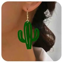 Enautoabs Boho Acryl Grün Kaktus Kakteen Baumeln Ohrringe Tropische Wüste Topfpflanzen Ohrring Schmuck Für Frauen