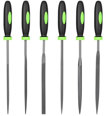 Metal File Set 6Pcs Metal Files for Steel Needle Files Wood File Needle File Set Metal Files Tools Includes Small Round Half-Round Square Triangle Flat Flat Pointed Files