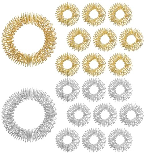 cobee 20 Stück Akupressur Ring, Finger Massageringe und Massage Armbänder Massageringe Set Stacheliger Finger Ring Förderung Der Durchblutung Und Stressabbau (18 Ringe, 2 Armbänder)