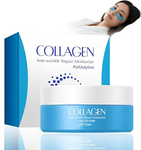 60PCS Patch Yeux Anti-âge, Anti Rides Masque de Soins Visage yeux, Masques Hydratants pour Les Yeux, Contre Poches Puffiness, Rides, Cercles, Claircir Les Cernes, Soulager la fatigue Oculaire-Bleu