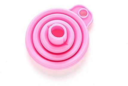 Fdit Zusammenklappbarer Trichter aus Lebensmittelechtem Silikon, Ungiftiger, Umweltfreundlicher Falttrichter mit Haltelasche, Zum Umfüllen von Flüssigkeiten oder Trockenen Zutaten (PINK)