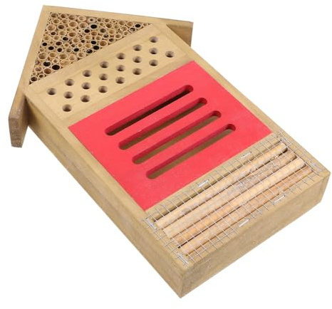 SHINEOFI Hotel para Abejas y Polinizadores de Madera, Casa Colmena Estructura Natural, Protección para Insectos en Jardines y Huertos, Colgante para Ambientes Exteriores