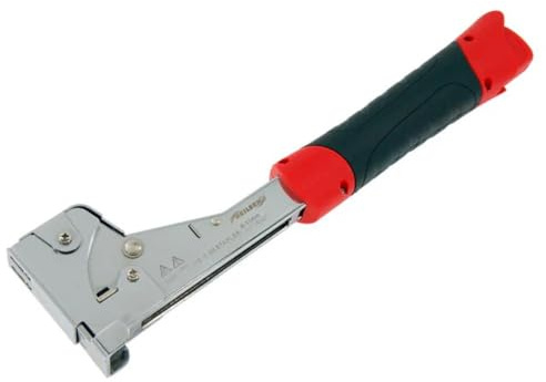 Neilsen CT6648 Heavy Duty Hammer Tacker with 1000pcs Staples Rugged Steel Construction Chrome Finish for Carpets Roofing Insulation Building Paper Membrane 6-14mm Flat Wire Staples
