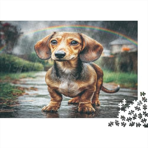 Dackel Hund Puzzle für Erwachsene 1000 Teile Puzzle Spiel Regnerischer Tag Entspannung Aufmerksamkeit Geschenk Zuhause 52x38cm/1000pcs