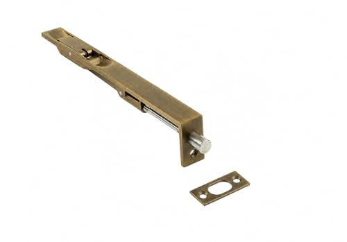 Golden Grace 150mm Heavy Duty Flush Door Bolt, Antique Brass, 1 Bolt | Includes screws and strike plate for a hassle-free setup, providing a tidy concealed look for French or double doors.