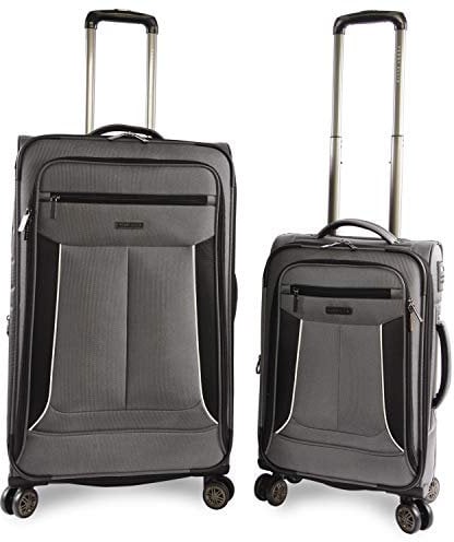 Perry Ellis Luggage Viceroy 2 Piece Set Expandable Suitcase with Spinner Wheels, Charcoal, One Size