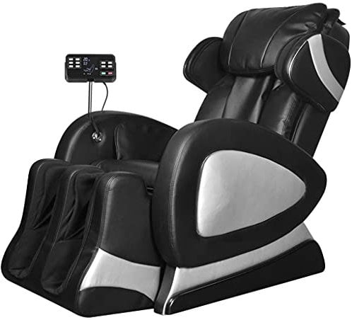 vidaXL Massagesessel mit Super Display, Sessel Verstellbare Rückenlehne Fußstütze, Fernsehsessel Relaxsessel mit Liegefunktion, Liegesessel Polstersessel Ruhesessel, Schwarz Kunstleder