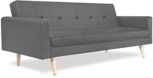 IDmarket Lars – gerades Sofa, 3-Sitzer, ausklappbar, skandinavisches grau