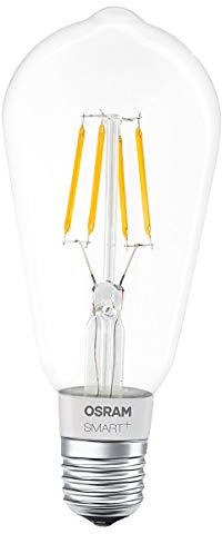 OSRAM Lamps SMART+ LED Filament Edison, Bluetooth Lampe mit E27 Sockel, dimmbar, ersetzt 50W Glühbirne, warmweiß, Kompatibel mit Apple Homekit und LEDVANCE Smart+ App für Android