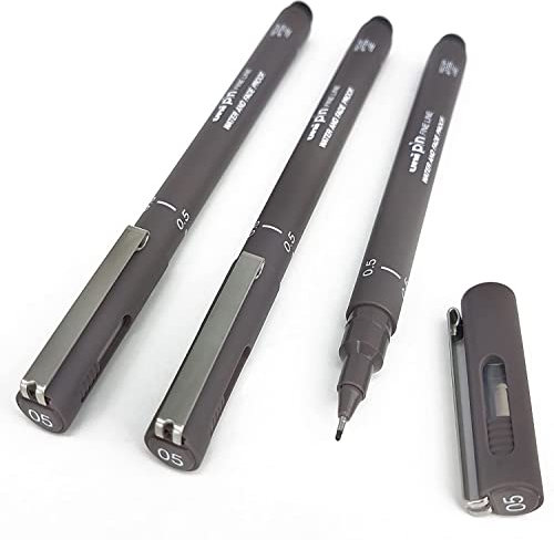 Uni Pin Fineliner, Stift – Dunkelgrau – 5 mm – 3 Stück
