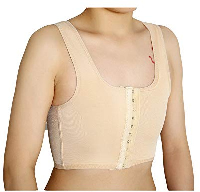 BaronHong Middle Zip Up elastische Brust Binder Korsett kurz Tank Top für Tomboy Trans Lesben